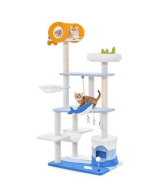 Cat Tree Ocean-Themed Multi-Level Tower with Sisal Posts