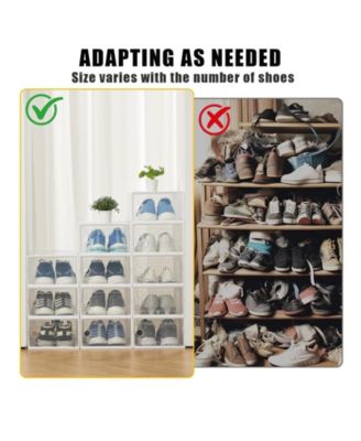 Clear Plastic Shoe Storage Boxes with Lids, Stackable Ventilated Organizer Bins for Closet, Under Bed and Living Room Storage