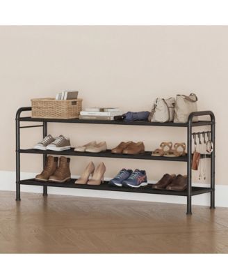Metal Shoe Rack with Adjustable Flat or Tilt Shelves, Space Saving Shoe Storage Organizer for Entryway, Closet or Bedroom