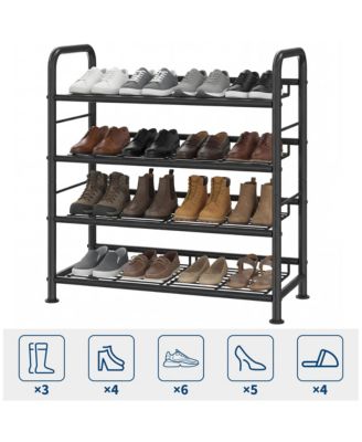 Metal Shoe Rack with Adjustable Flat or Tilt Shelves, Space Saving Shoe Storage Organizer for Entryway, Closet or Bedroom
