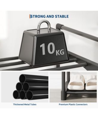 Slim Shoe Rack with Metal Frame and Fabric Shelves, Adjustable Shoe Storage Organizer for Entryway, Bedroom, Closet and Living Room