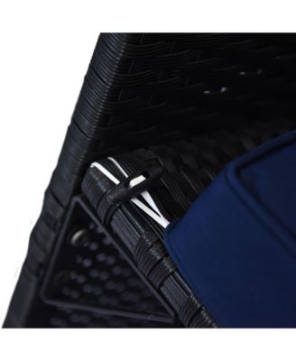 3-Piece Wicker Patio Furniture Sets, Rattan Conversation Sets, Sectional sofa set with Cushioned Lounge Chaise for Garden Poolside or Porch Lounging, Blue