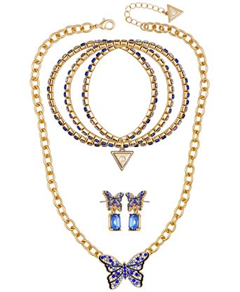3-Pc. Gold-Tone Necklace, Bracelet and Stud Earrings Set