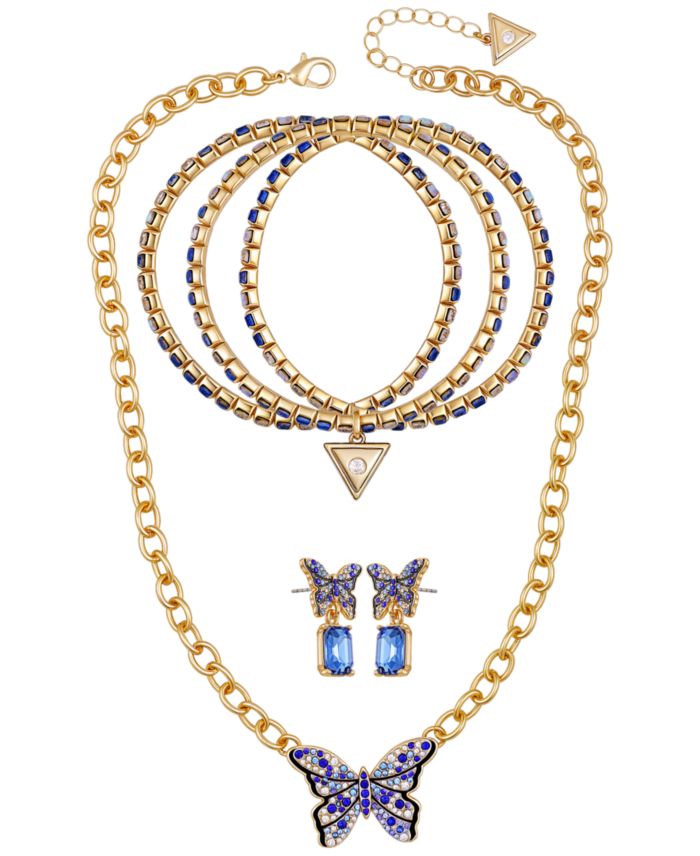 GUESS 3-Pc. Gold-Tone Necklace, Bracelet and Stud Earrings Set