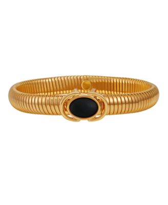 Center Stone Accent Gold-Tone Stretch Bracelet