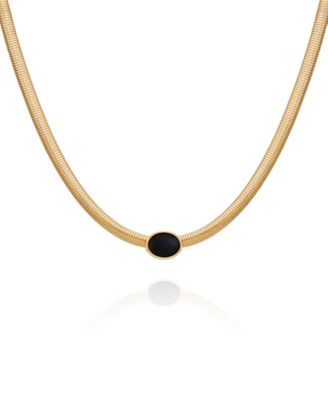 Black Cat Eye Gold-Tone Collar Necklace
