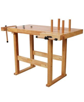 40" Wood Workbench with Handle and Storage