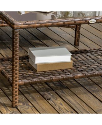 4 Piece PE Wicker Patio Furniture Set, Conversation Set with 2 360° Swivel Rocking Armchairs, 1 Loveseat Sofa, Thick Cushions and Glass Table Top Table, Gray