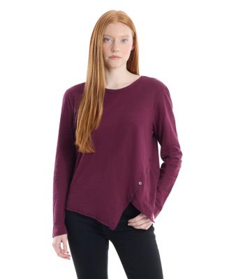 Women's Clothing Long Sleeve with Asymmetrical Hem Tee