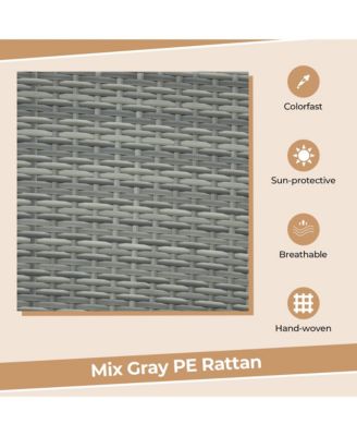 Set of 2 Rattan Patio Bar Stools Outdoor Bar Height Chairs w/ Cushions