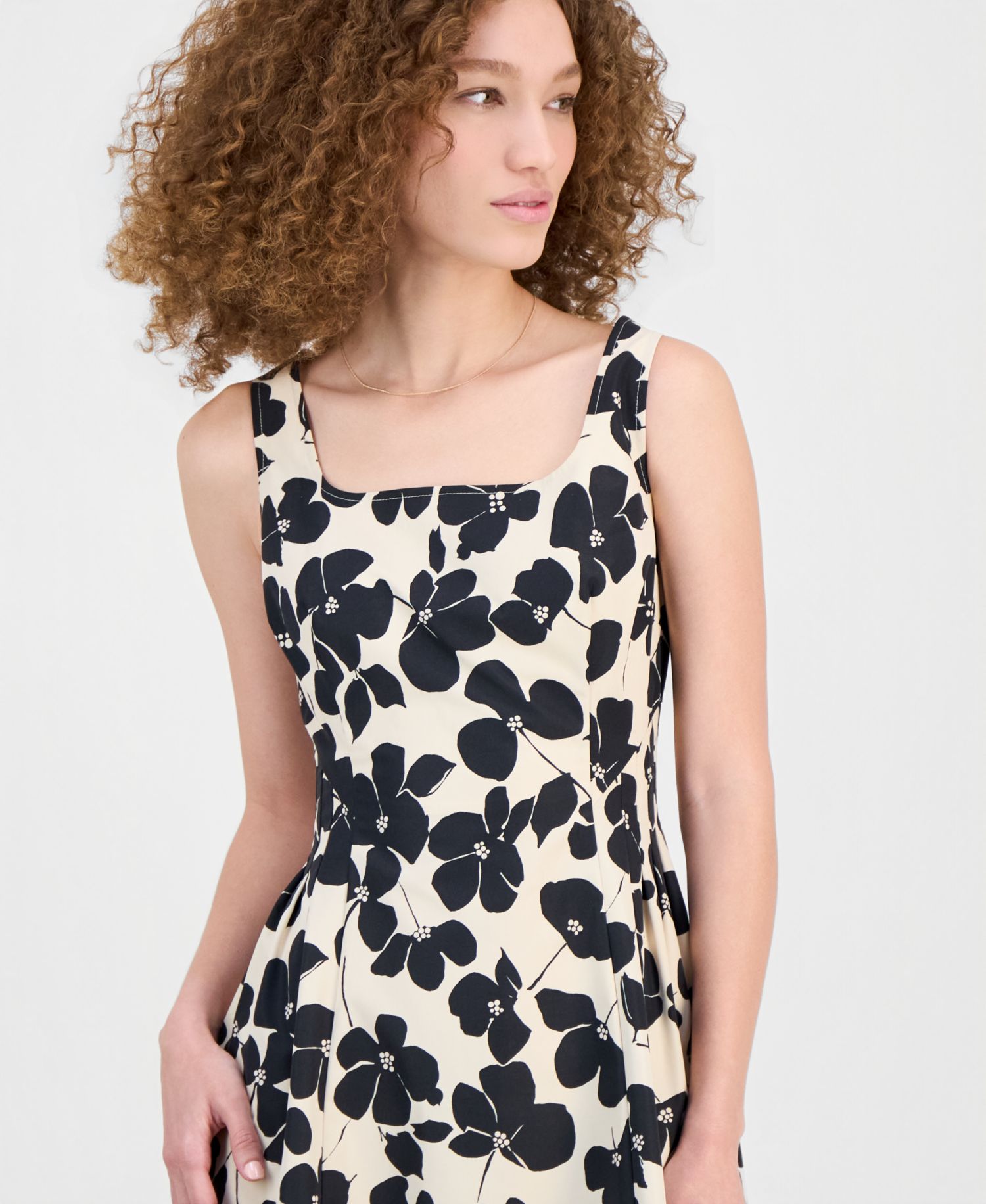 Women's Square-Neck Sleeveless Midi Dress