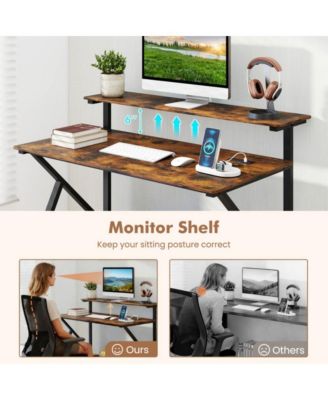 Rolling Computer Desk with Charging Station