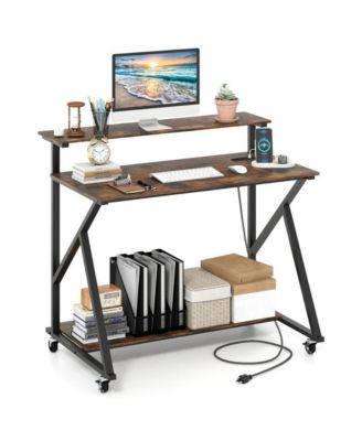 Rolling Computer Desk with Charging Station