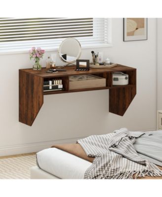 Wall-Mounted Floating Desk with 3 Storage Cubes