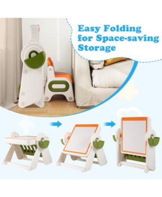 6-in-1 Kids Activity Table and Chair Set with Folding Art Easel