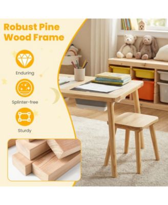 Kids Wooden Activity Table Set with Chalkboard and Foldable Bins