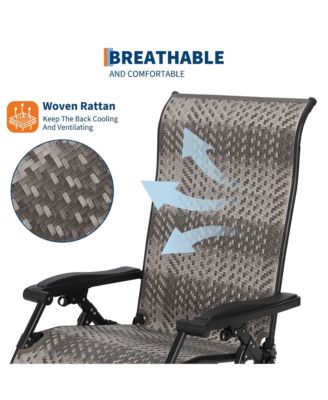 Portable Rattan Chaise Lounge, 330lb Capacity, Outdoor Adjustable Folding Chair with Widened Armrest and Heavy Duty Wicker for Patio