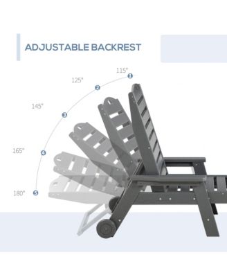 Outdoor Chaise Lounge Chair Recliner w/ Wheel Adjustable Back