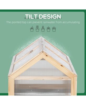 Raised Garden Bed with house Wooden Cold Frame Natural