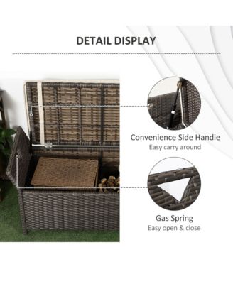 29 Gallon Outdoor Patio Wicker Storage Bench w/ Cushion