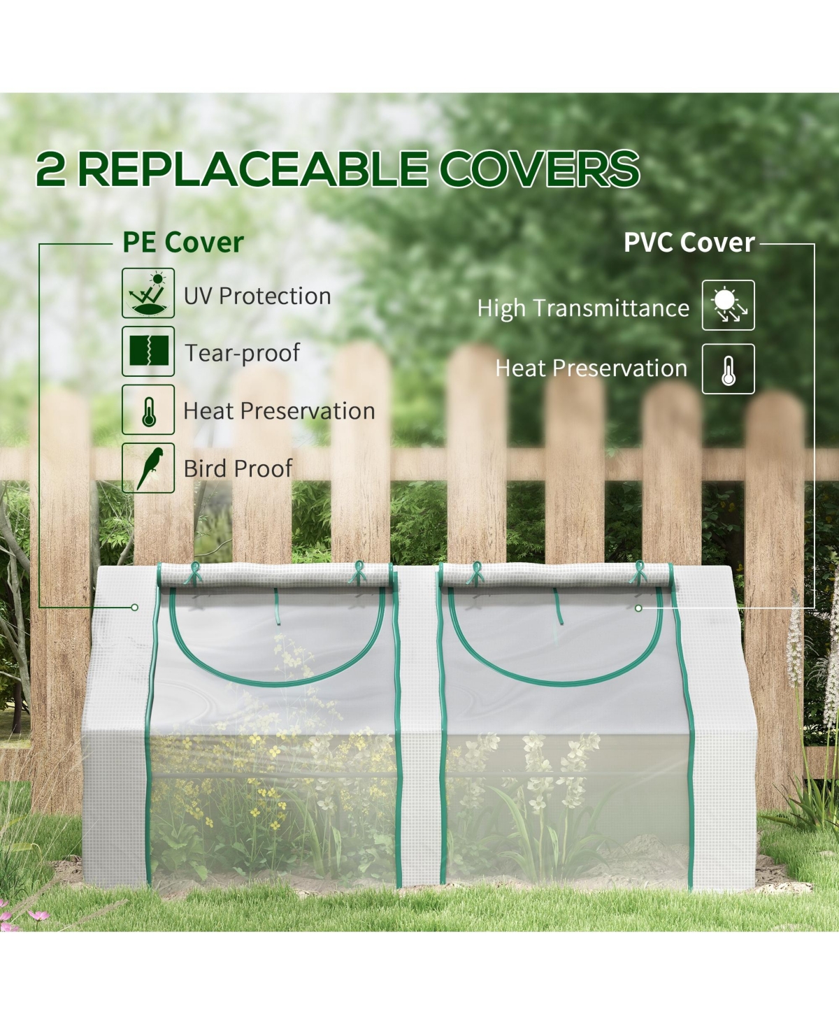 Outsunny 6' x 3' x 3' Portable house with Two Pe/Pvc Covers