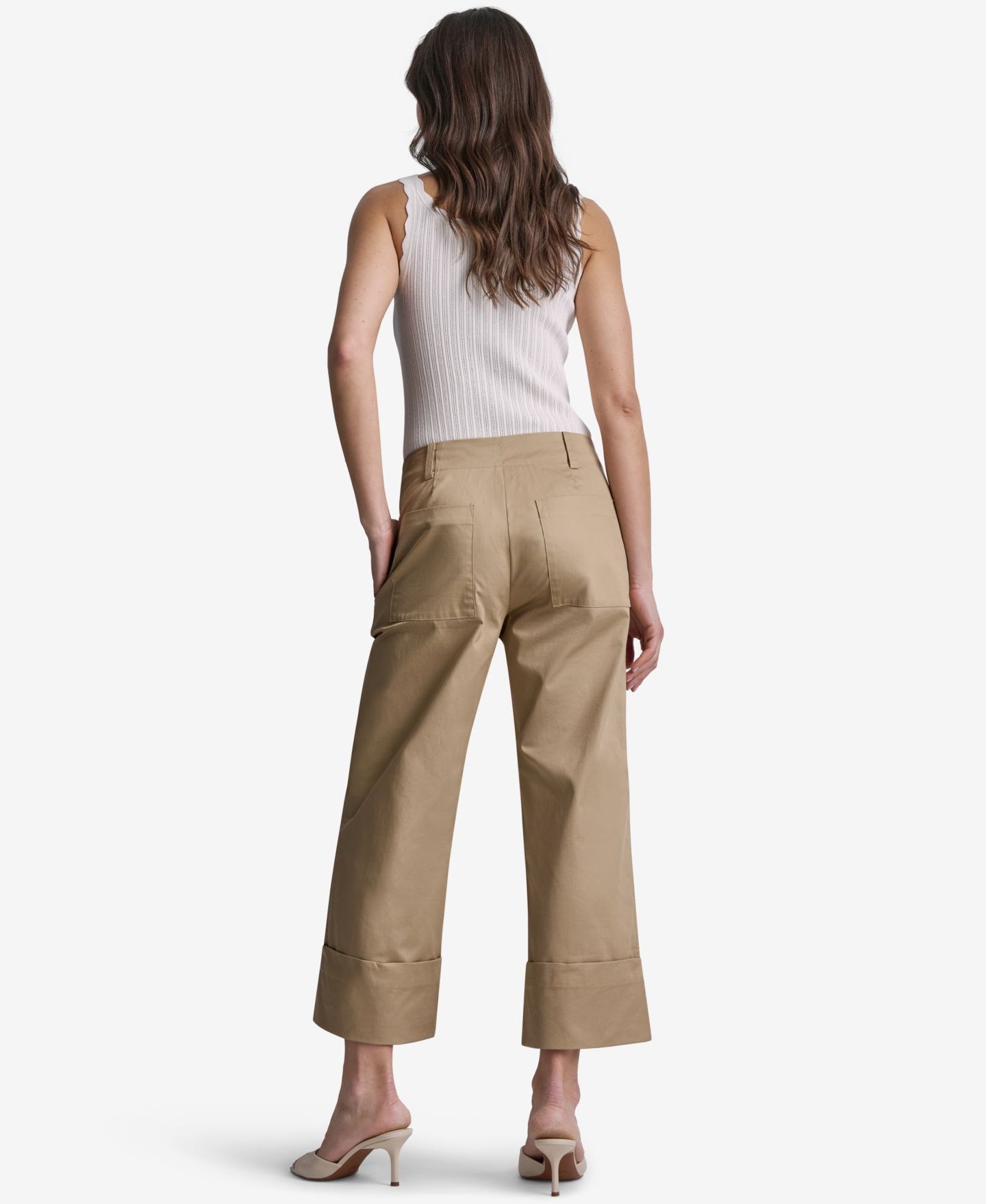 Женские брюки BCBG Cuffed Wide-Leg Cropped Pants, цвет: Коричневый — фото 7
