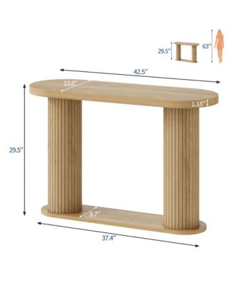 Fluted Console Table – 42.5" Narrow Entryway Sofa Table with Storage Shelf, Elegant Wood-Look Finish, for Living Room, Hallway, Foyer