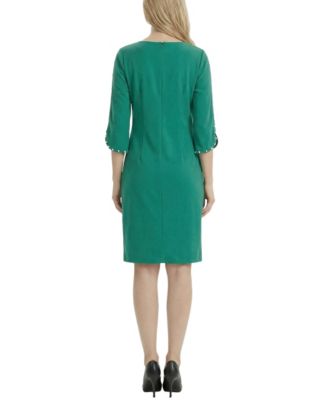 Women's 3/4 Mother of Pearl-Detail Petal-Sleeve Dress