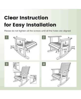Wooden Rocking Chair High Back Fir Wood Armchair Yard Patio