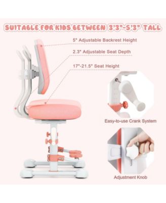 Kids Study Chair with Double Backrest, Adjustable Height and Footrest