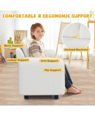 2-Seat Kids Sofa with Teddy Fleece Upholstery and Solid Wood Frame