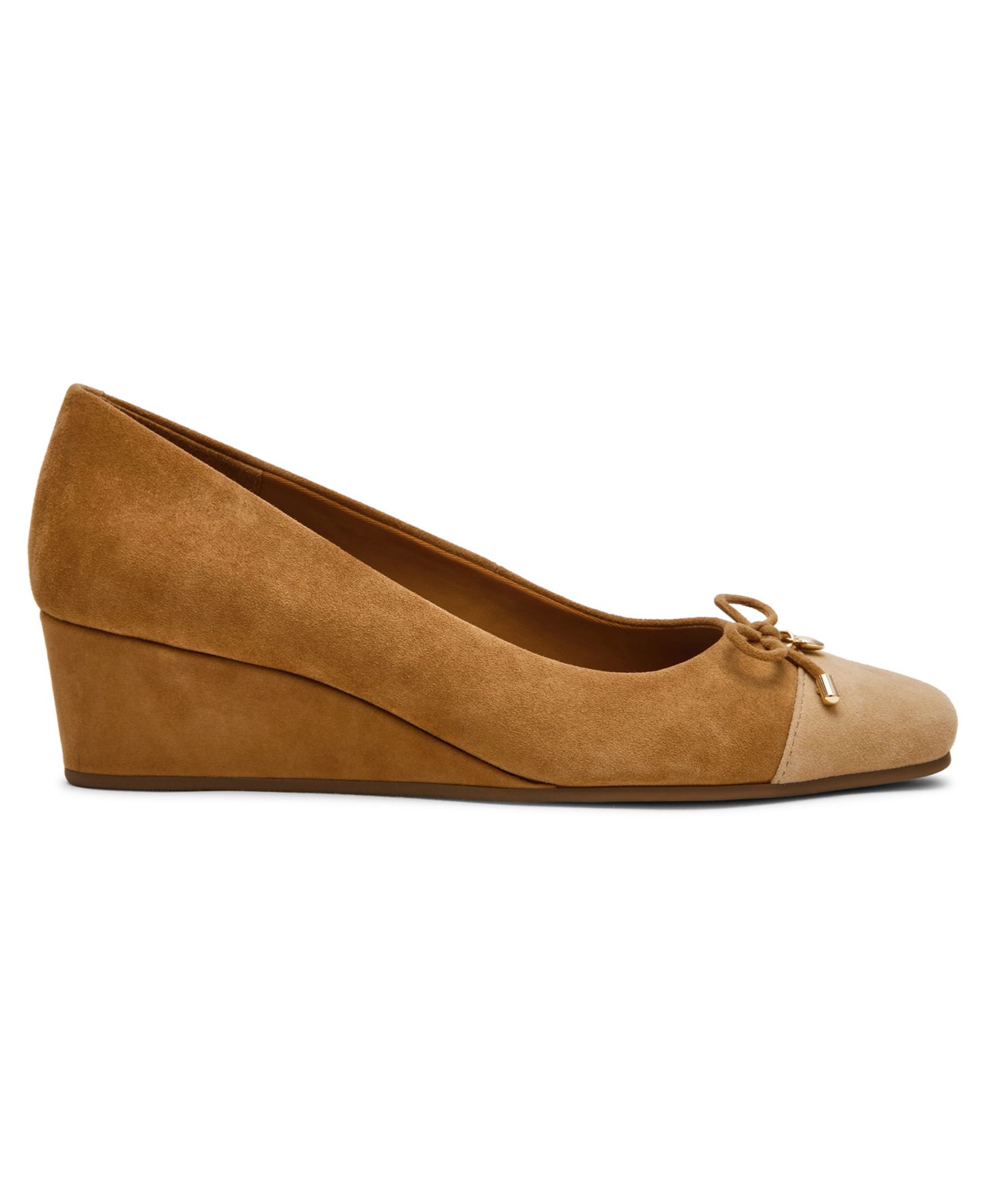 Женские туфли Anne Klein Waiter Leather Cap Toe Wedge Pumps, цвет: Коньячный / Рыжевато-коричневый замшевый — фото 2