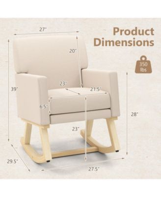 Upholstered Rocking Chair with Padded Seat and Solid Wood Base