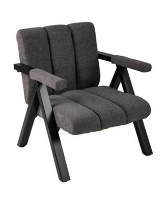 Oversized Tufted Accent Chair with Metal Frame and Padded Armrests