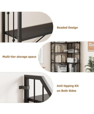  Tall 7-Tier Industrial L-Shaped Corner Bookshelf