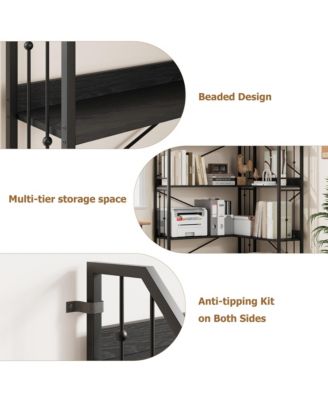 Industrial L-Shaped Corner Bookshelf, 5-Tier Bookcase Storage Display Shelf