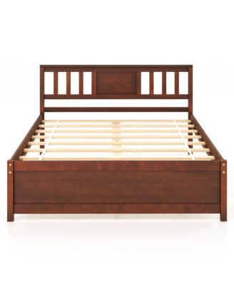 Bed Frame w/ Headboard Wood Slat Support No Box Spring Needed