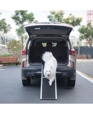 Foldable Aluminum Dog Car Step Ramp with PVC Handle, Non-Slip Foot Mats for Most Sized Dogs, Pet Ladder