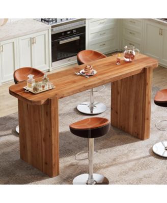 Solid Wood Bar Table, 63-Inch Long Counter Height Pub Table, Rectangular Narrow High Top Bar Height Units