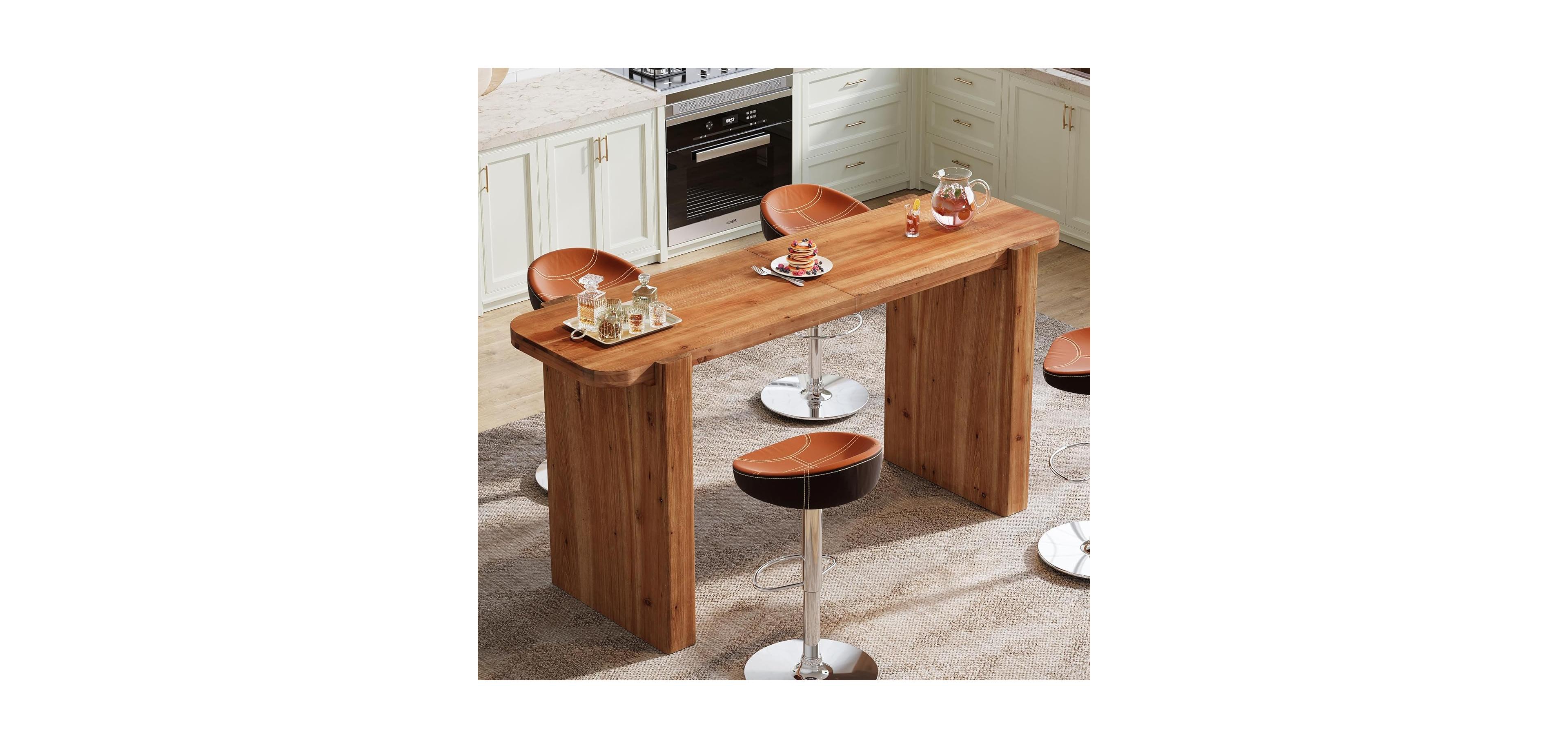 Tribesigns Solid Wood Bar Table, 63-Inch Long Counter Height Pub Table, Rectangular Narrow High Top Bar Height Units