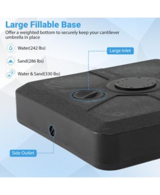 Cantilever Umbrella Base with Wheels, Retractable Pull Rod, 360degree(s) Rotation for Pool