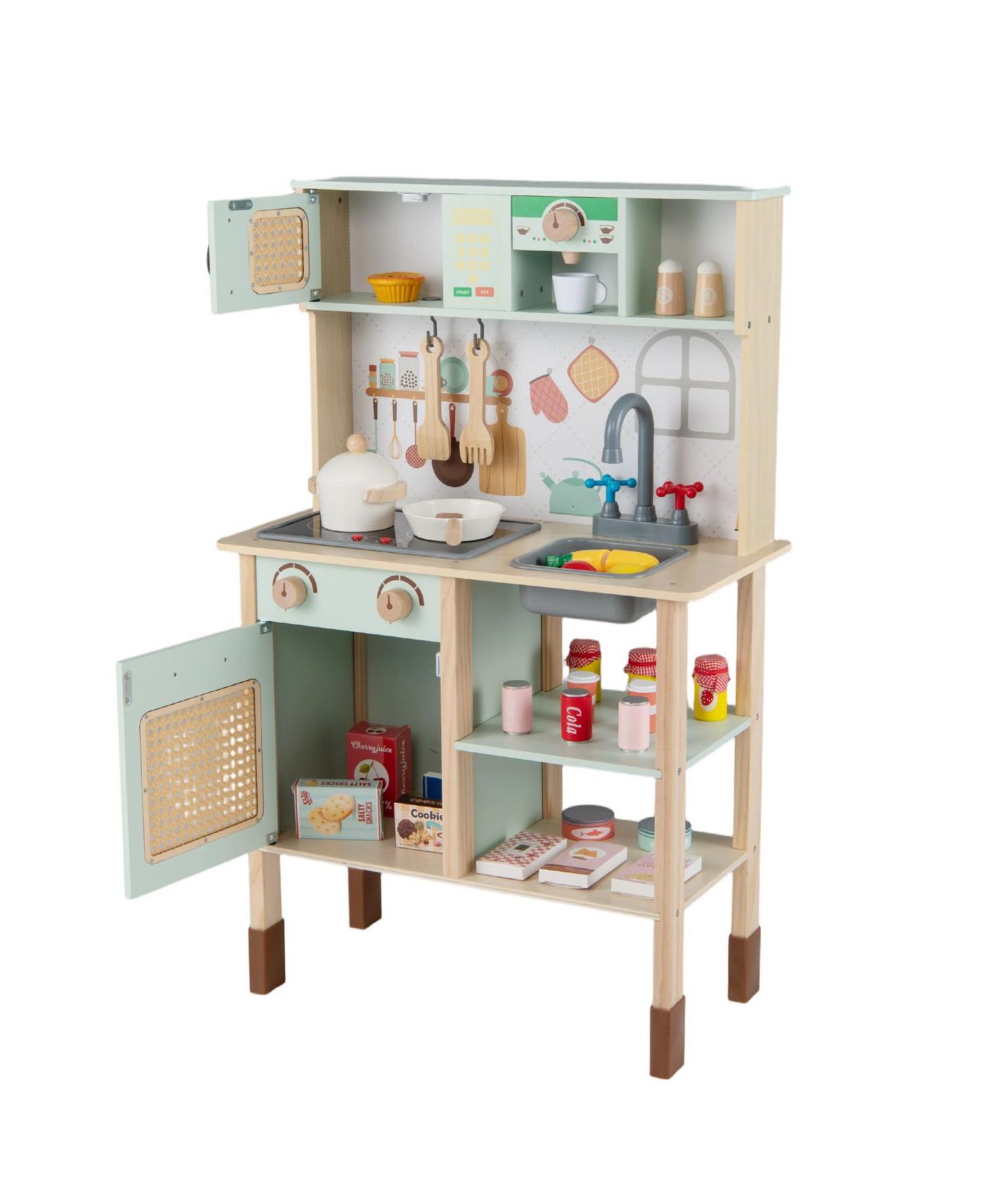Wooden Retro Play Kitchen With Lights and Sounds