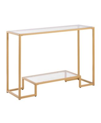 Tempered Glass 2-Tier Console Table with Metal Frame and Anti-Tip Device