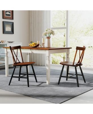 Farmhouse Kitchen Dining Chairs Set of 2 with Rubber Wood Frame