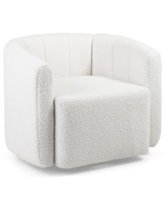 Sherpa Barrel Swivel Accent Chair with Curved Backrest