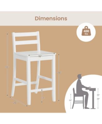 24 in Counter Height Bar Stools Set of 2 with Rubberwood Frame