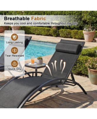 Outdoor Chaise Lounge Set of 2 with 5-Position Adjustable Backrest