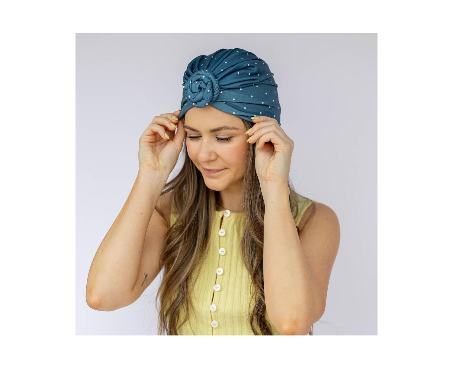 Women's Luxe Bamboo Hope Turban Dark Jade Polka Dot