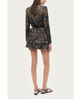 Women's Printed Leopard Belted Jacket