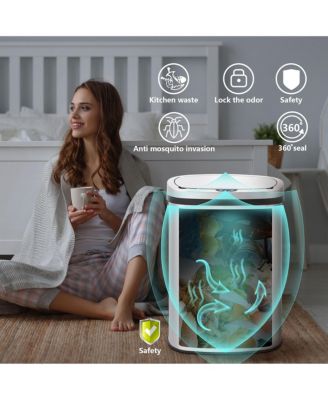 13 Gal./50 Liter Stainless Steel Oval Motion Sensor Trash Can for Kitchen